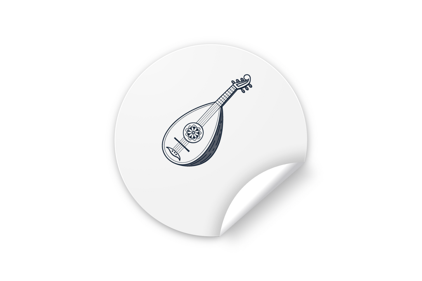 Sticker avec icône numérique de luth en style vectoriel unique et musical