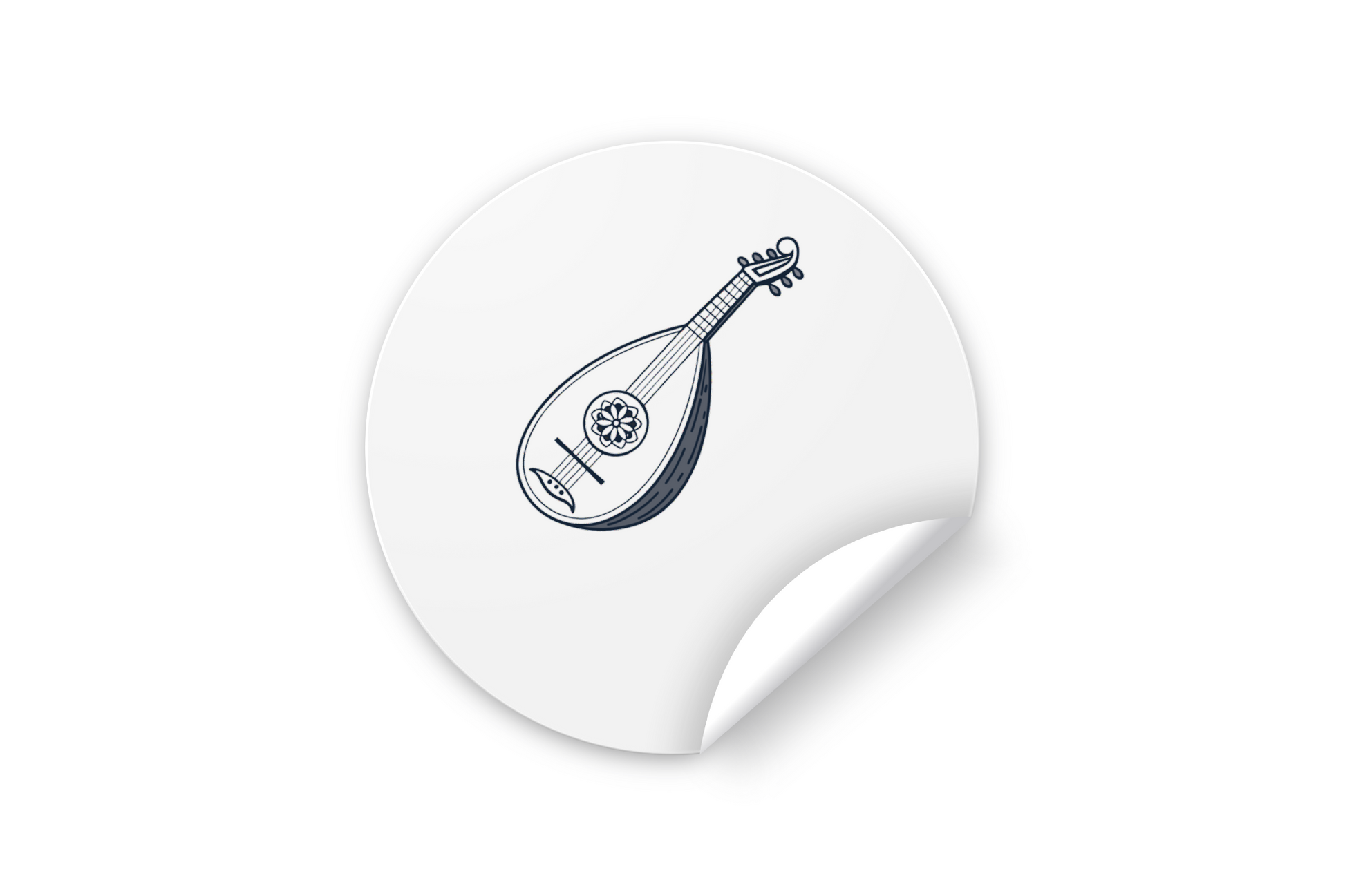 Sticker avec icône numérique de luth en style vectoriel unique et musical