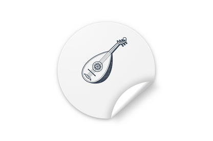Sticker avec icône numérique de luth en style vectoriel unique et musical