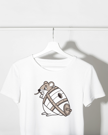 T-shirt aventure avec souris espiègle et tonneau vintage style ludique et stylé