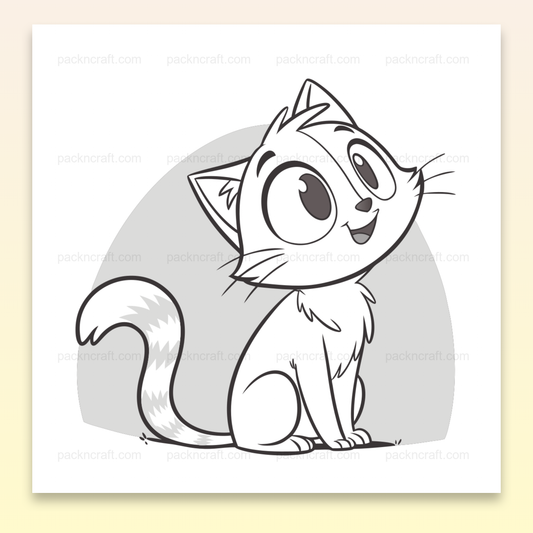 Illustration d'un chat joyeux assis en style minimaliste, fichier SVG pour DIY.