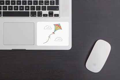 Sticker au design minimaliste montrant un cerf-volant flottant pour aventuriers