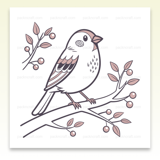 Illustration SVG d'un moineau pensif en style pochette pastel pour projets décoratifs