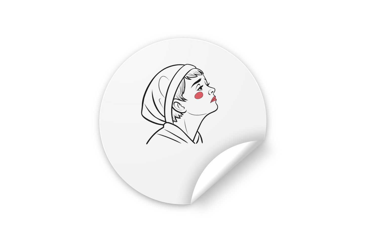 Sticker poétique avec un garçon rêveur, dans un style artistique et contemplatif
