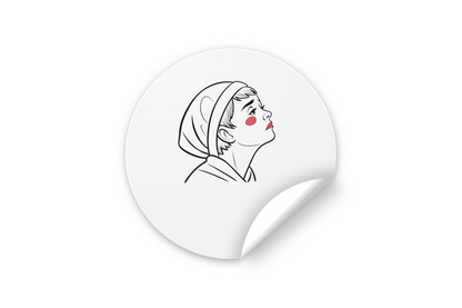Sticker poétique avec un garçon rêveur, dans un style artistique et contemplatif