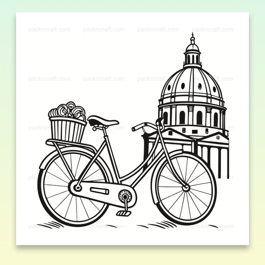 Illustration vectorielle de bicyclette vintage à Paris, idéale pour DIY et décoration.