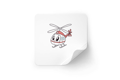 Sticker mignon avec hélicoptère joyeux avec esthétique kawaii et thème aérien