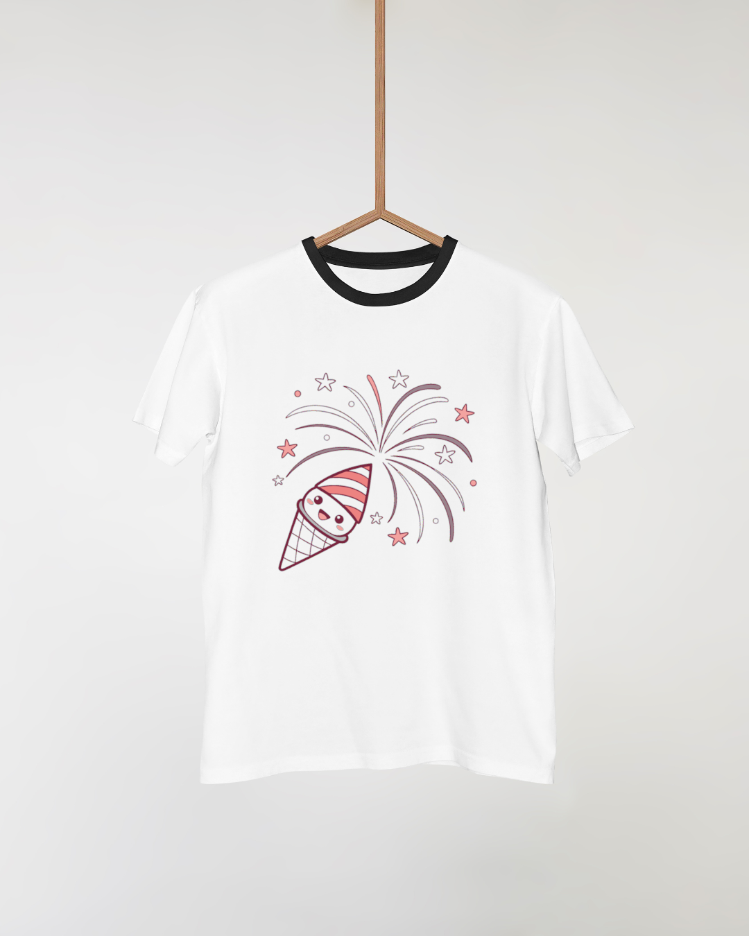 T-shirt avec glace et feux d'artifice pour une ambiance festive et joyeuse