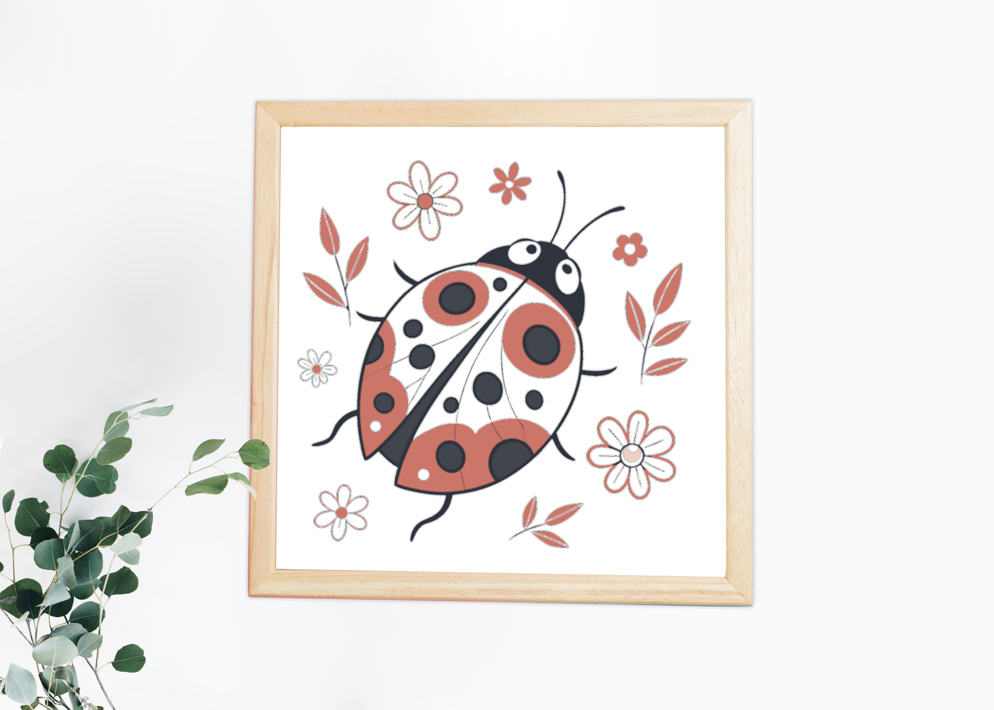 Cadre vibrant avec coccinelle joyeuse illustrant la nature en fête