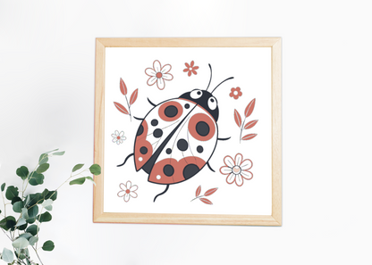 Cadre vibrant avec coccinelle joyeuse illustrant la nature en fête