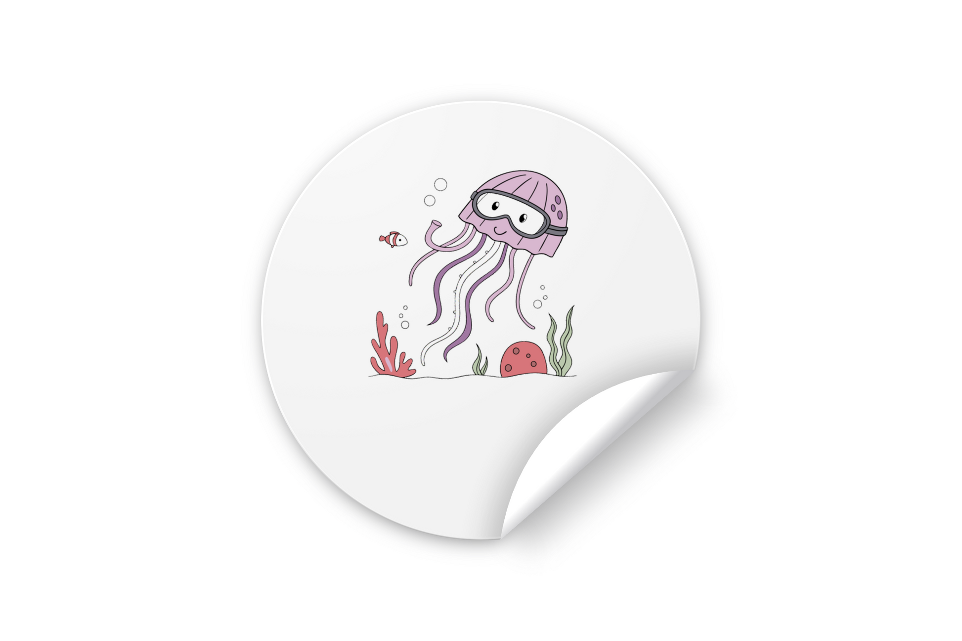 Sticker avec méduses colorées dans un style cartoon pour un thème marin amusant