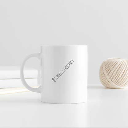 Mug minimaliste orné d'une flûte stylisée évoquant une ambiance musicale