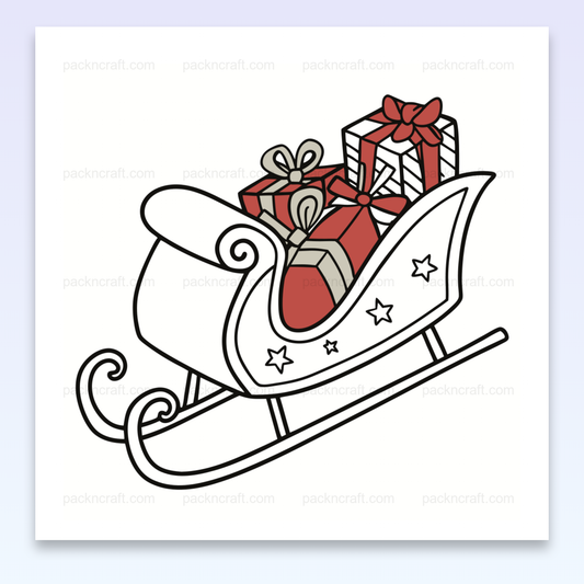 Traîneau festif avec cadeaux en style doodle pour Noël, usage décoratif DIY