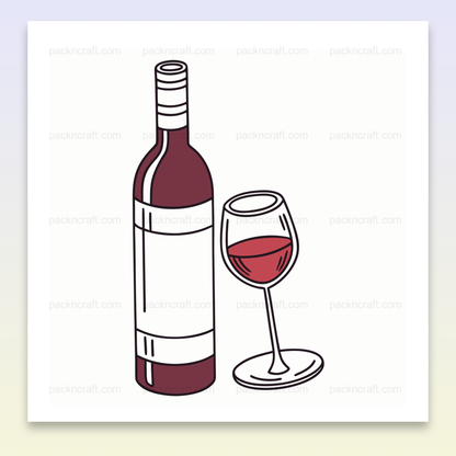 Illustration vectorielle d'une bouteille de vin et d'un verre en style doodle, idéale pour déco et projets DIY.