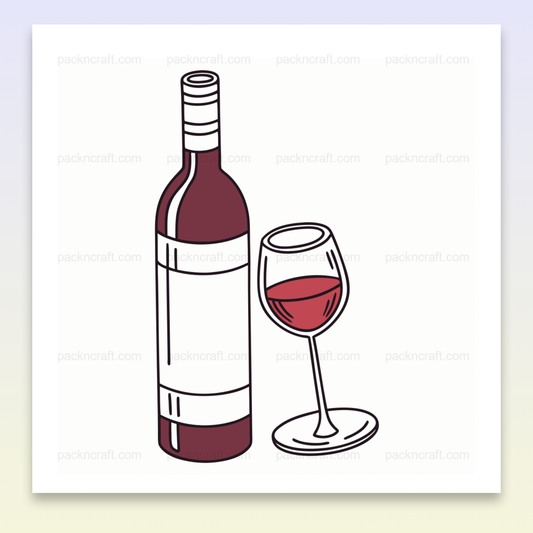 Illustration vectorielle d'une bouteille de vin et d'un verre en style doodle, idéale pour déco et projets DIY.