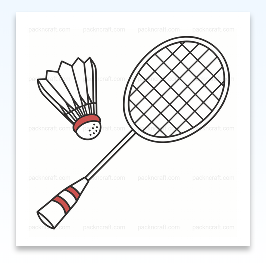 Illustration digitale de raquette et volant de badminton en style minimaliste, idéale pour projets sportifs.