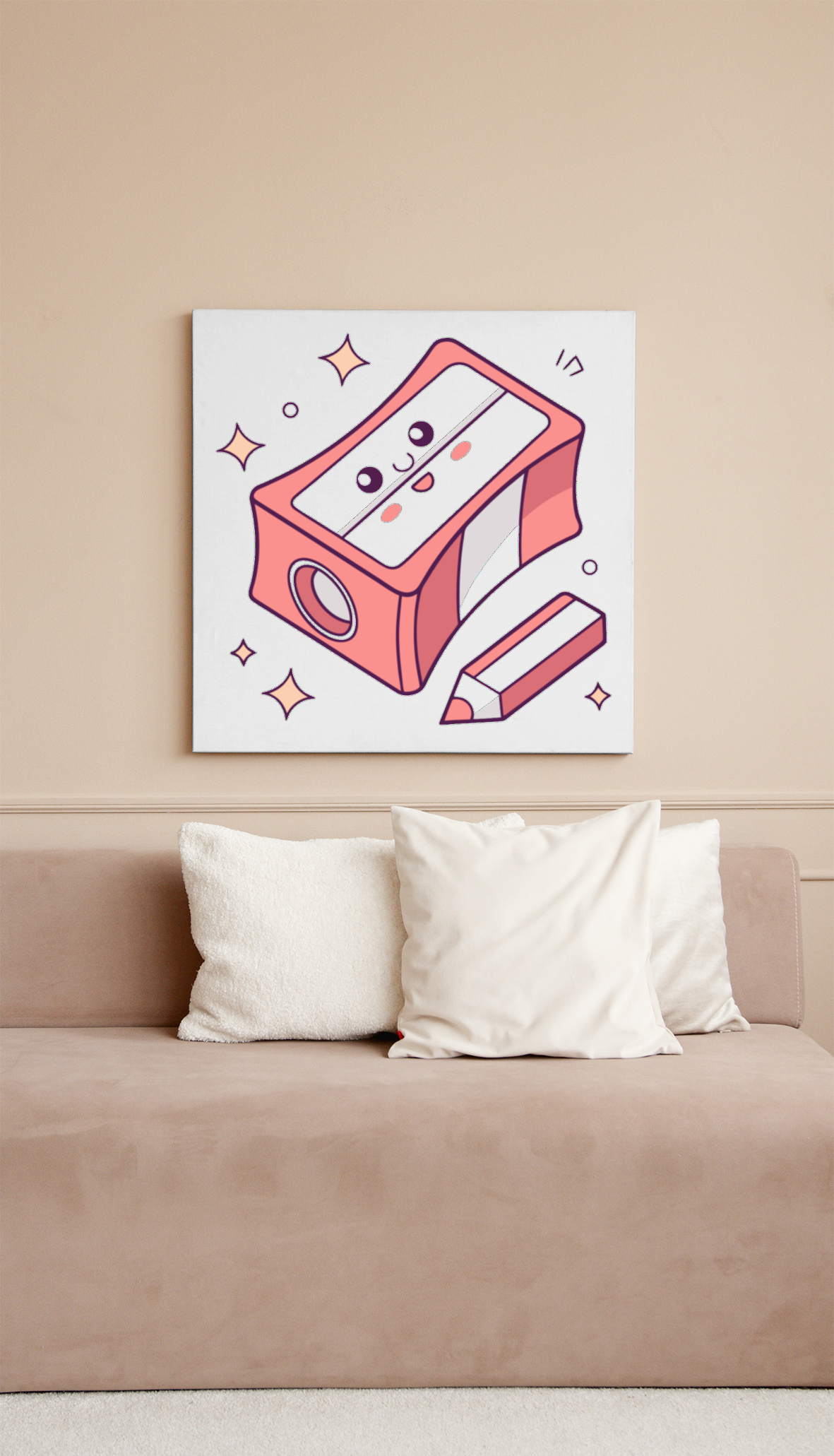 Cadre décoré avec un taille-crayon pastel joyeux parfait pour une ambiance créative