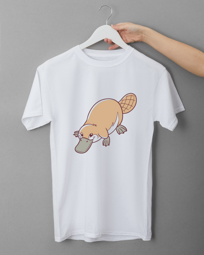 T-shirt orné d'un ornithorynque cartoon curieux au thème nature