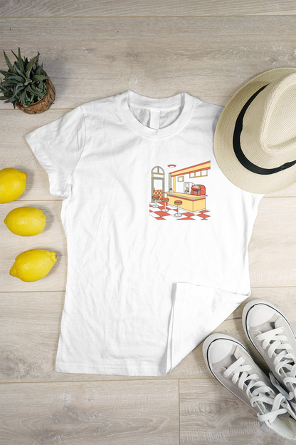 T-shirt avec motif diner américain, style rétro tendance et original.