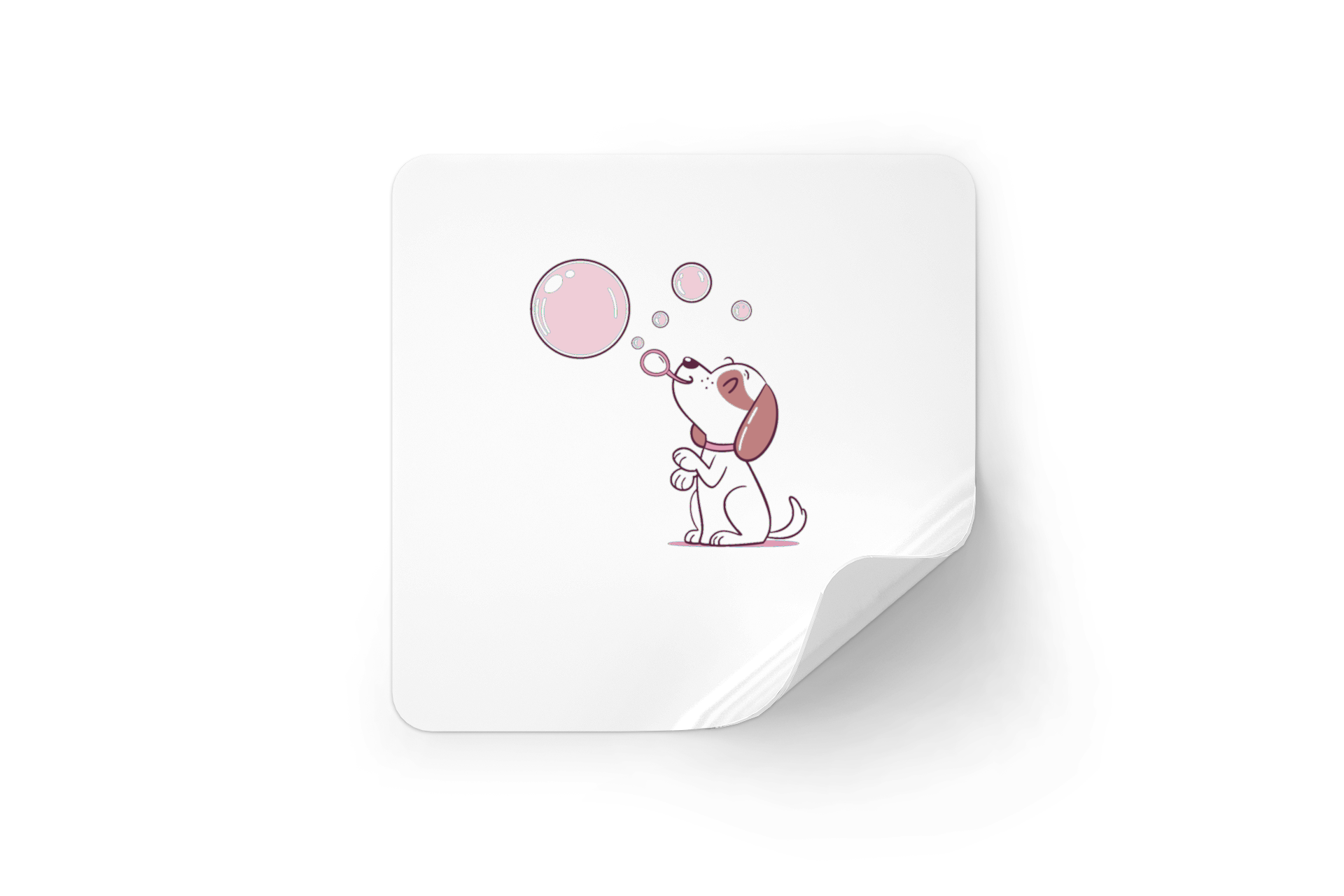 Sticker décoratif pour amoureux des chiens mettant en scène un chien joueur et des bulles