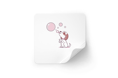 Sticker décoratif pour amoureux des chiens mettant en scène un chien joueur et des bulles