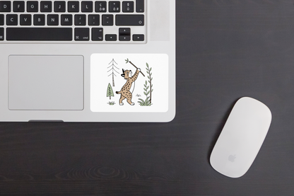 Sticker décoratif avec motif de lynx joueur en forêt dans un style naturel