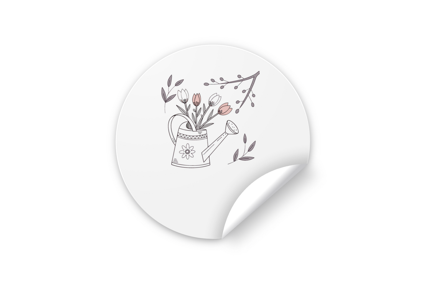 Sticker au motif floral avec arrosoir pastel pour une ambiance printanière