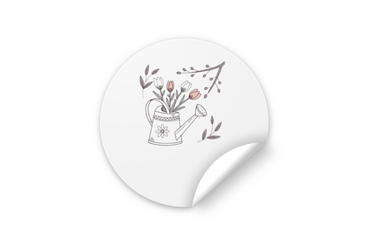 Sticker au motif floral avec arrosoir pastel pour une ambiance printanière