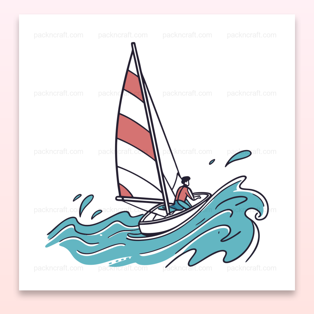 Illustration de navigateur sur une vague, idéale pour projets nautiques et créatifs.