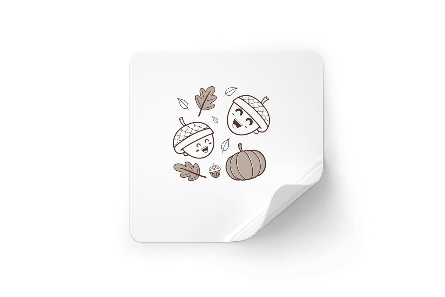 Sticker avec un motif de glands joyeux dans un style éclatant automnal