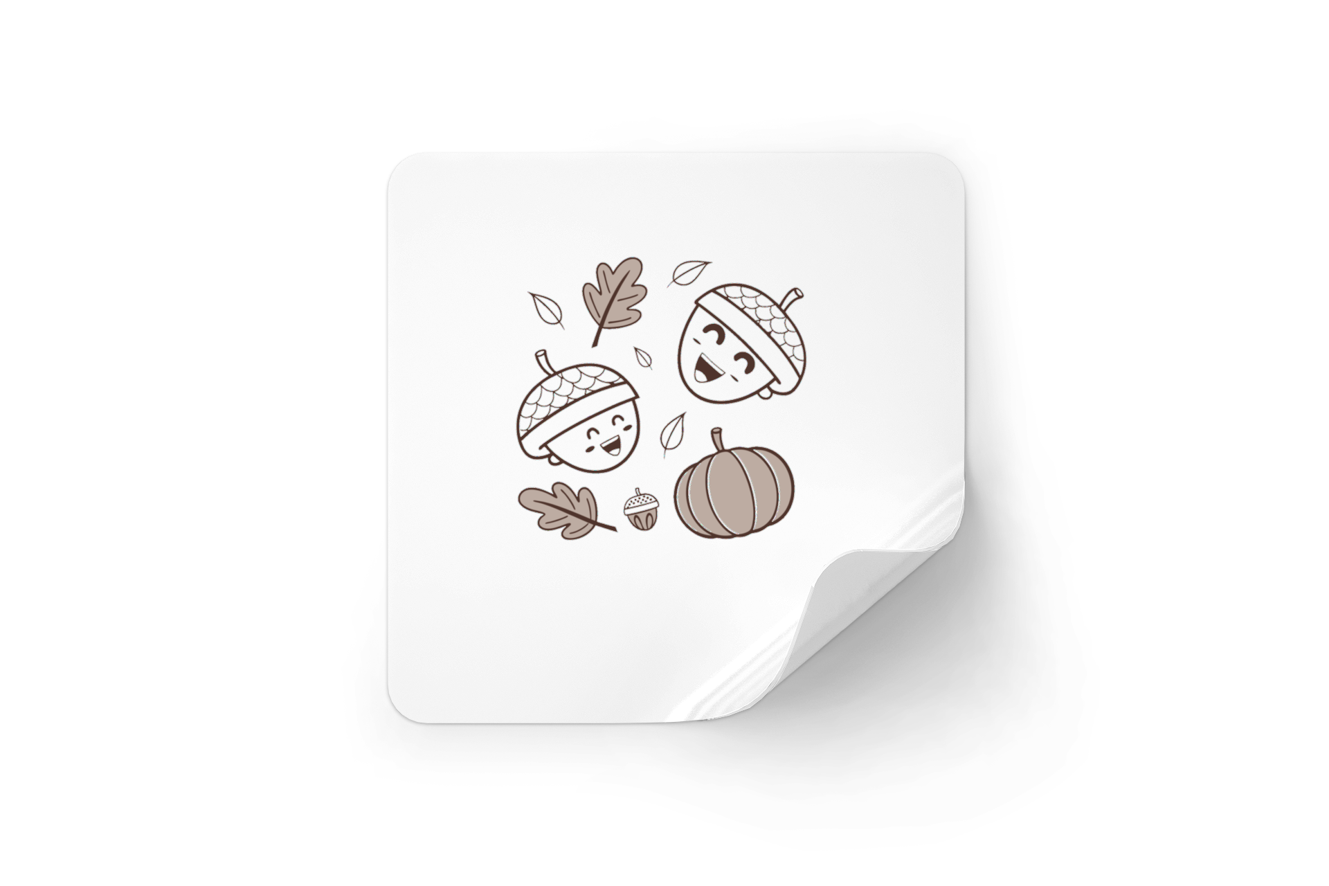 Sticker avec un motif de glands joyeux dans un style éclatant automnal
