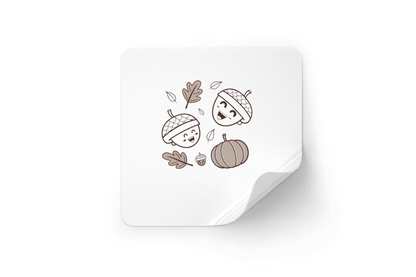 Sticker avec un motif de glands joyeux dans un style éclatant automnal