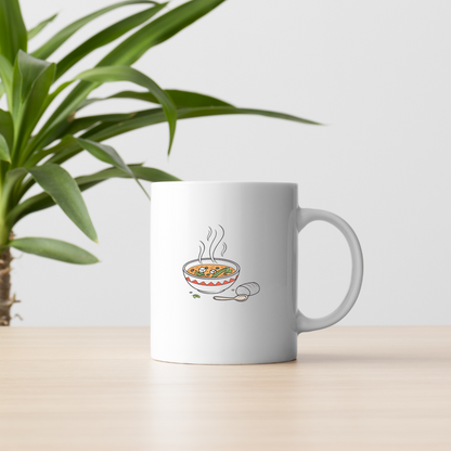 Mug avec motif légumes fumants style cuisine chaleureuse