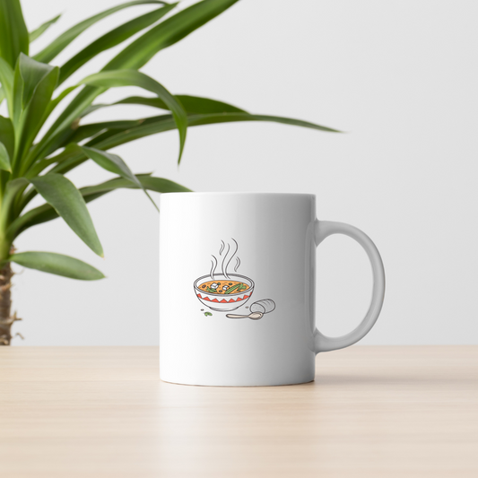 Mug avec motif légumes fumants style cuisine chaleureuse