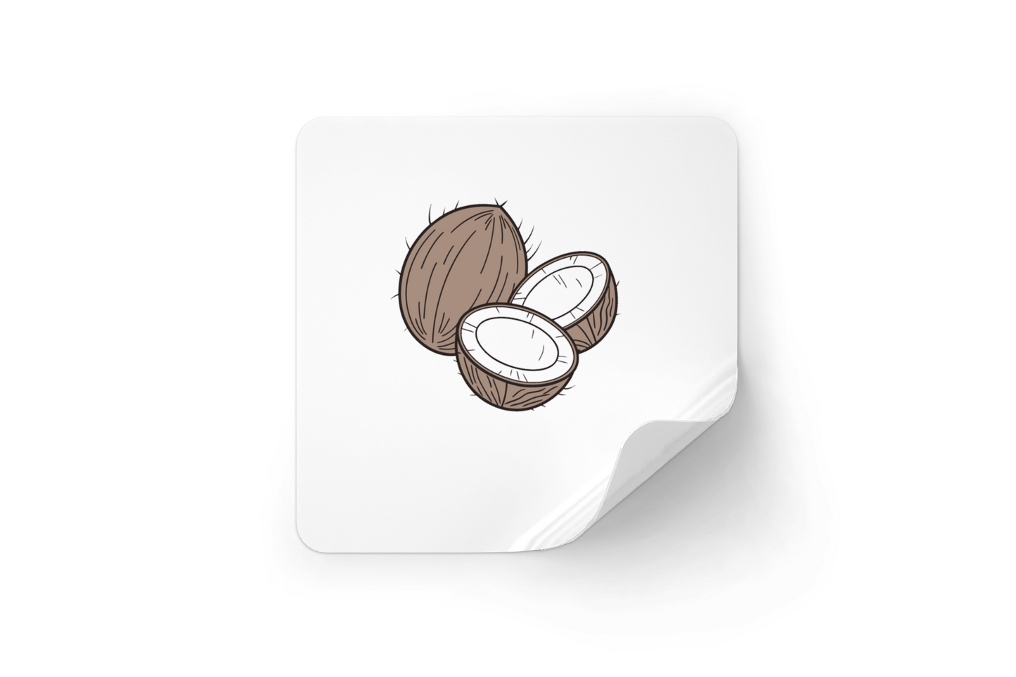 Sticker au motif coco fendu style doodle sur thème de gourmandise tropicale