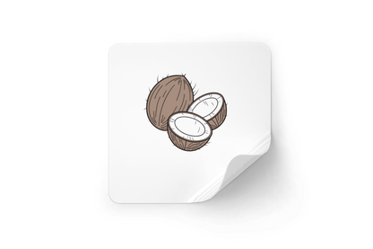 Sticker au motif coco fendu style doodle sur thème de gourmandise tropicale