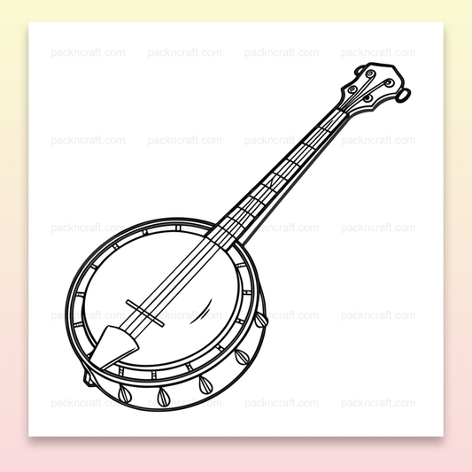 Illustration minimaliste de banjo pour décoration et projets musicaux en SVG.