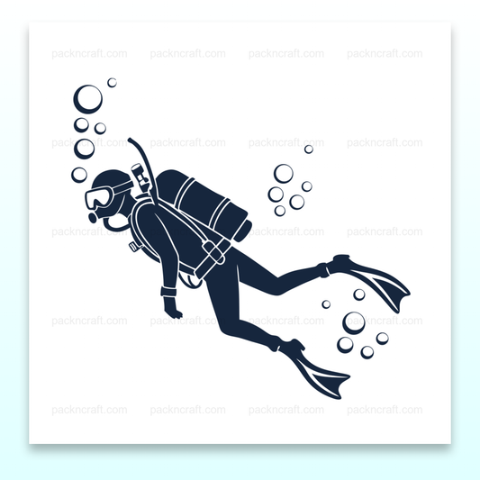 Illustration stylisée d'un plongeur apaisé en mer, idéale pour projets créatifs
