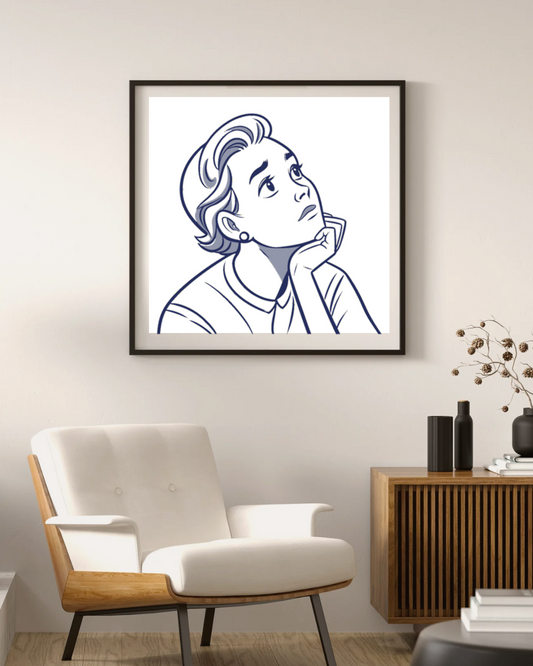 Cadre moderne avec élément graphique monochrome inspirant la contemplation intérieure