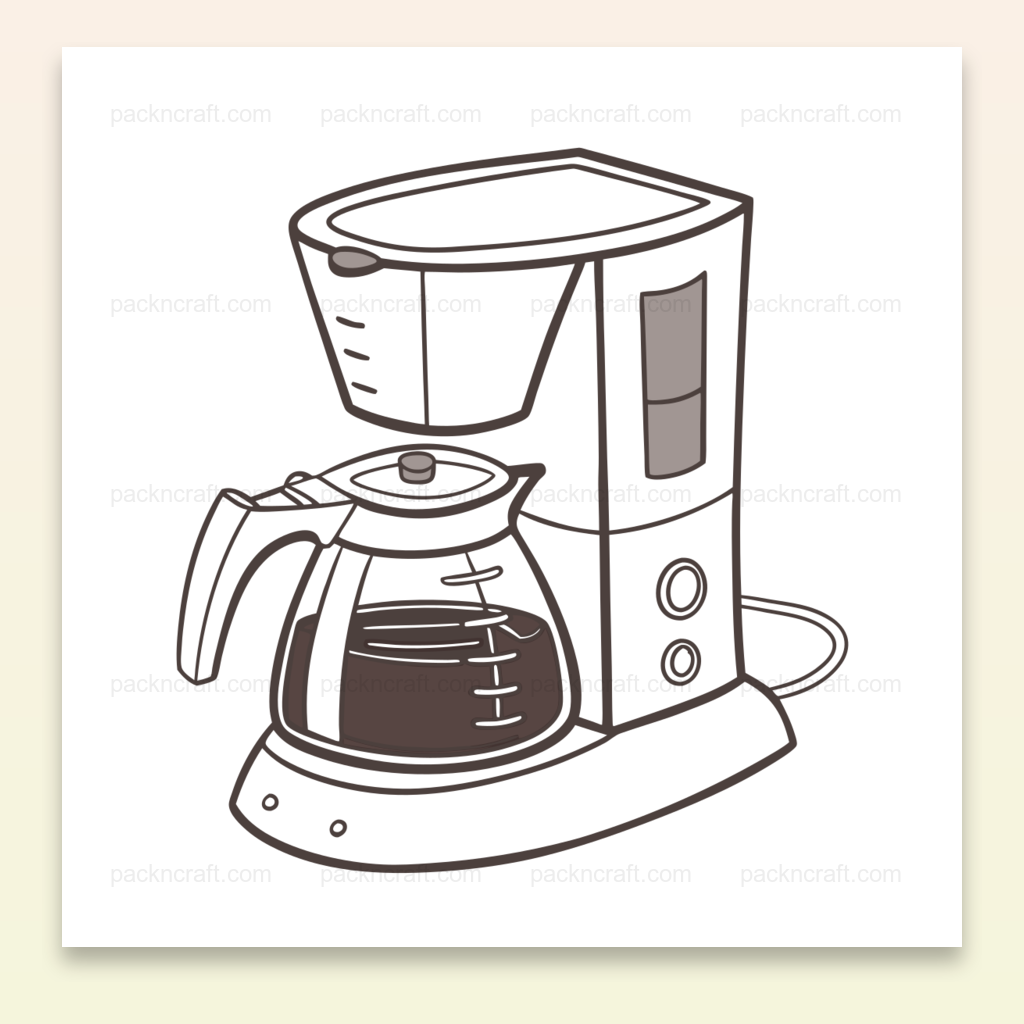 Illustration stylisée de cafetière pour projets créatifs et décoration