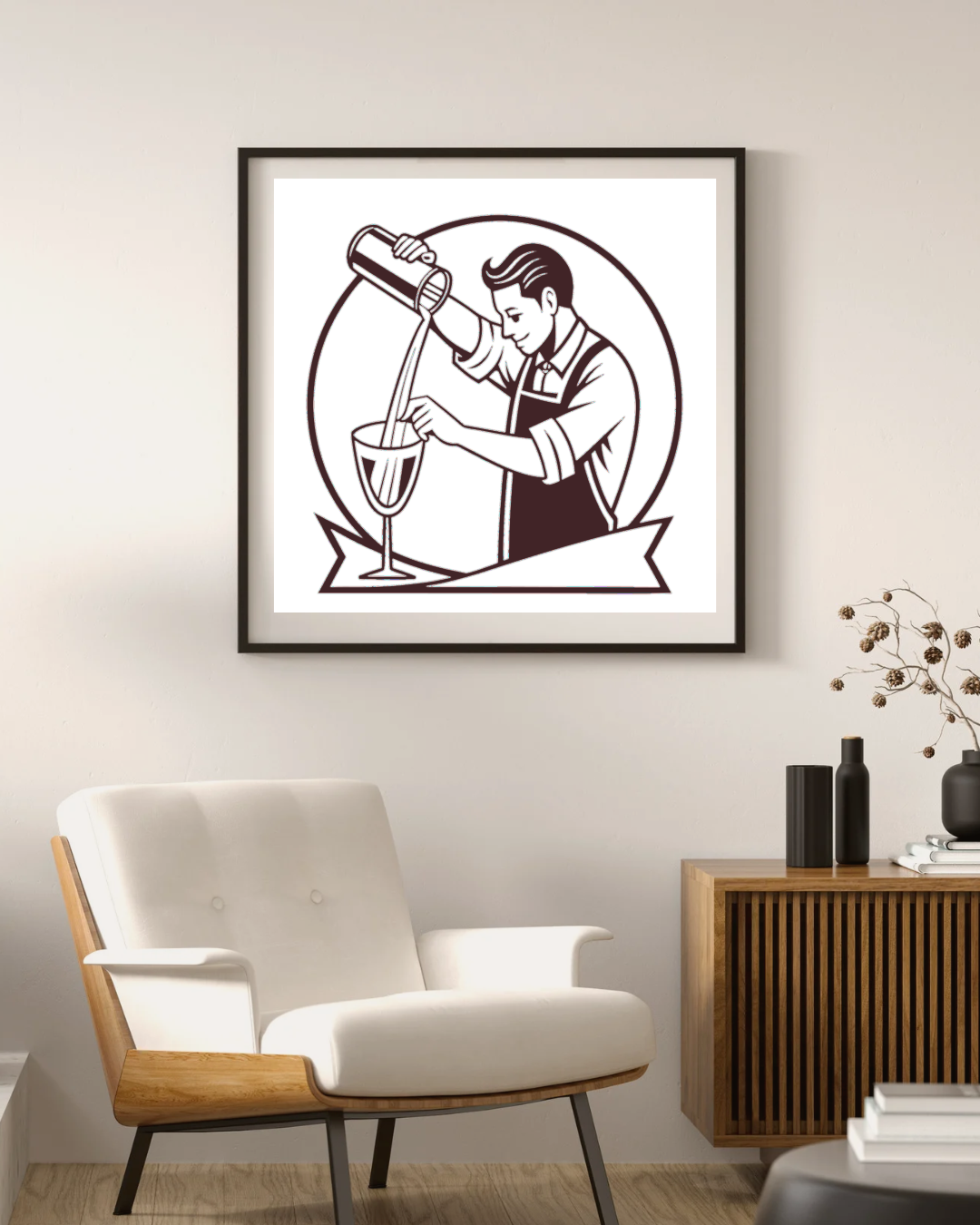 Barman versant un cocktail | Style vintage SVG | Thème mixologie