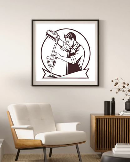 Barman versant un cocktail | Style vintage SVG | Thème mixologie