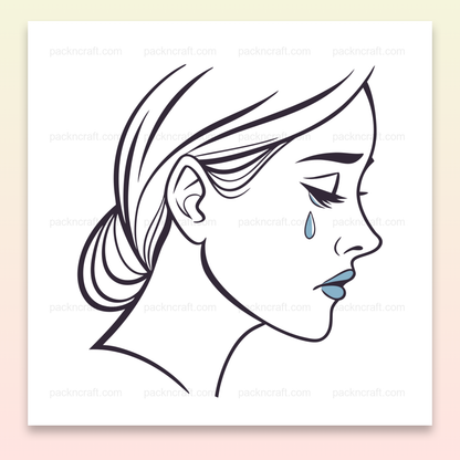 Illustration vectorielle d'une femme exprimant de la mélancolie, idéale pour stickers et posters.