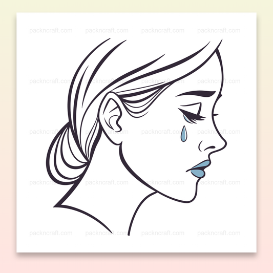 Illustration vectorielle d'une femme exprimant de la mélancolie, idéale pour stickers et posters.