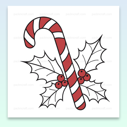Illustration de bâton de Noël avec houx pour décoration festive et créative.