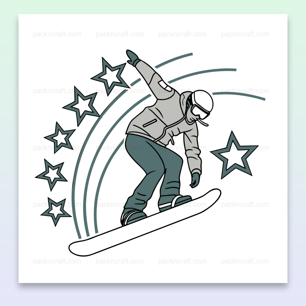 Illustration de snowboardeur souriant en style dessin pour usages décoratifs et éducatifs