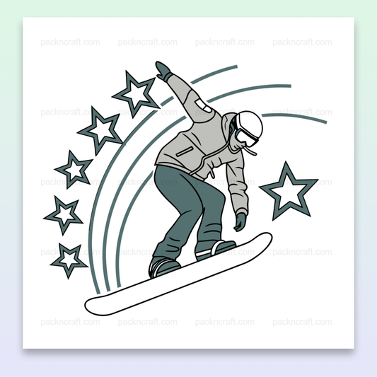 Illustration de snowboardeur souriant en style dessin pour usages décoratifs et éducatifs