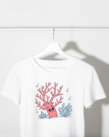 T-shirt avec motif marin corail joyeux cartoon élégant et amusant