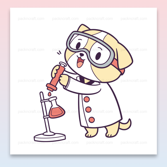 Chien scientifique mignon avec lunettes, fichier SVG éducatif pour projets DIY.