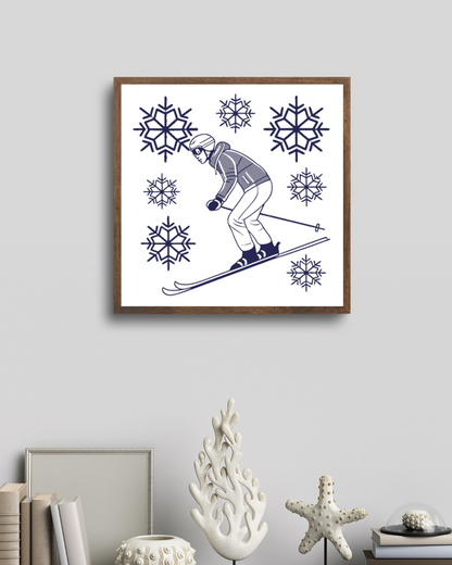 Cadre artistique avec skieur en action dans un thème hivernal stimulant